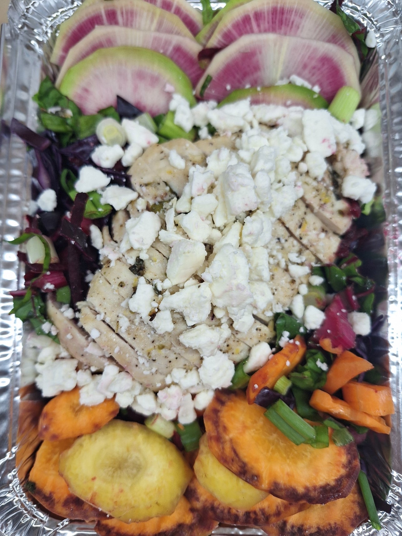 Rainbow Salad, Feta & Herbed Chicken
