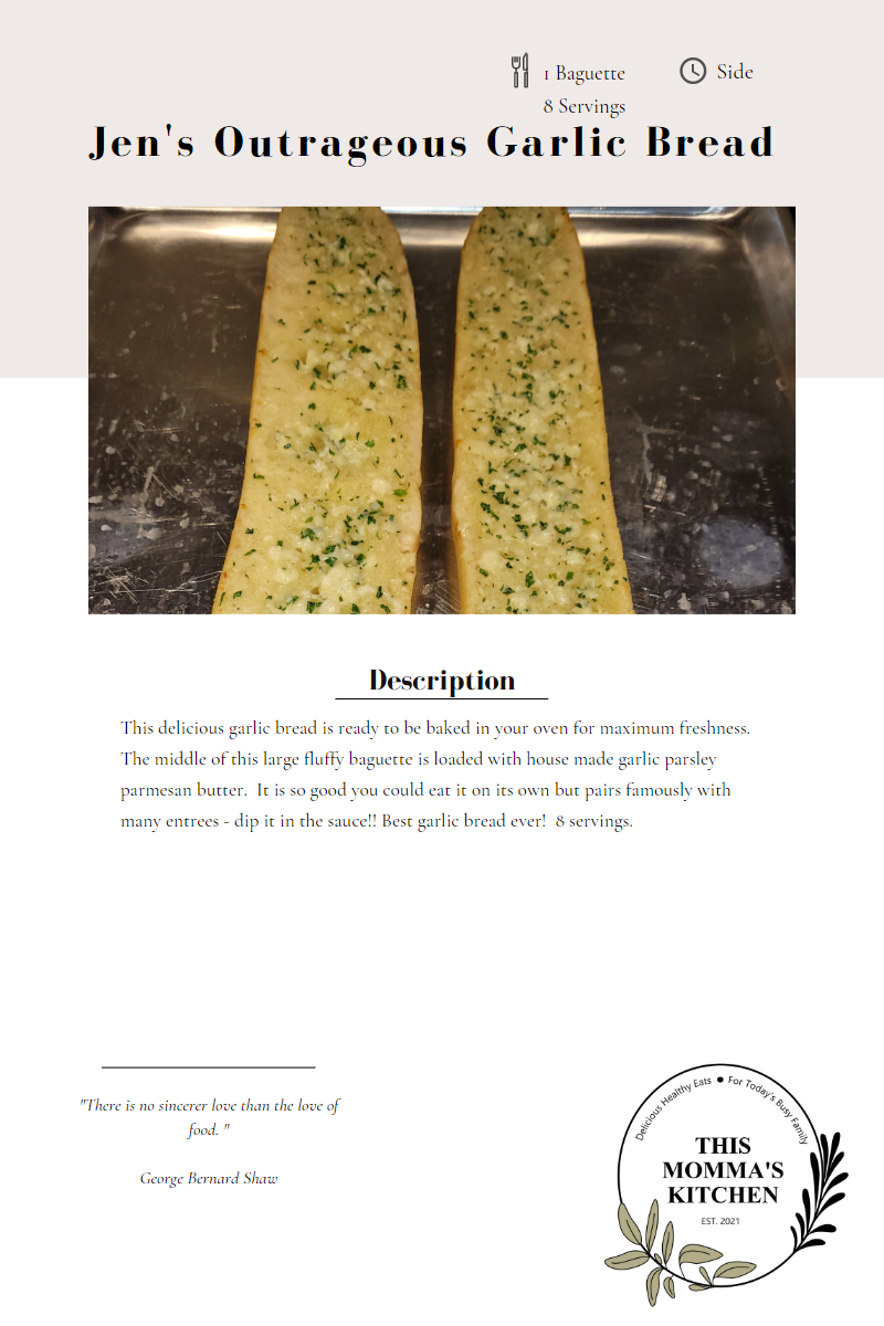 Garlic Parsley Parmesan Baguette