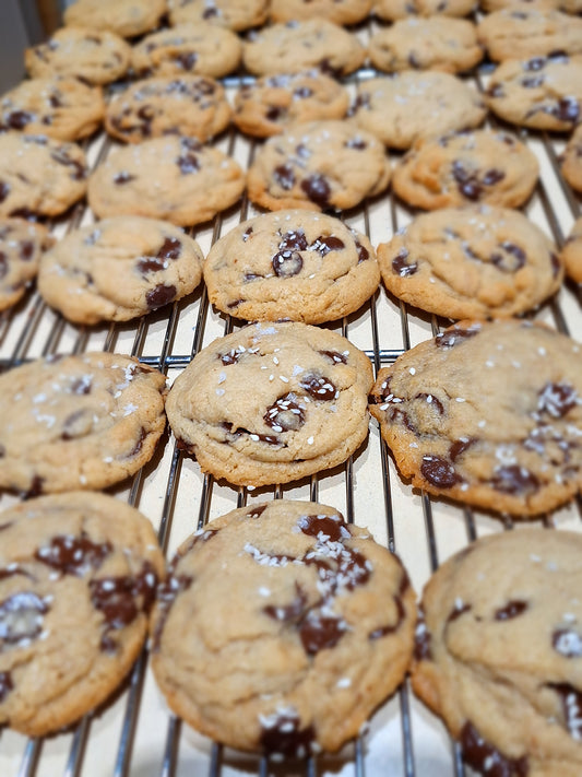 Chocolate Tahini Cookies with Flaky Sea Salt