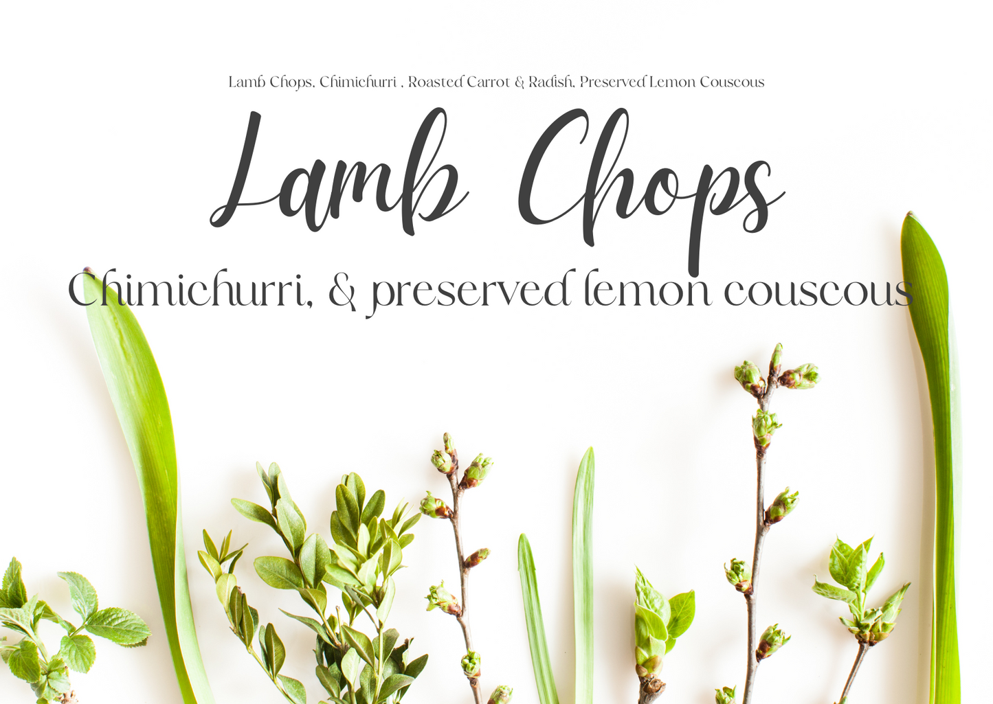 Lamb Chops, Chimichurri , Roasted Carrot & Radish, Preserved Lemon Couscous