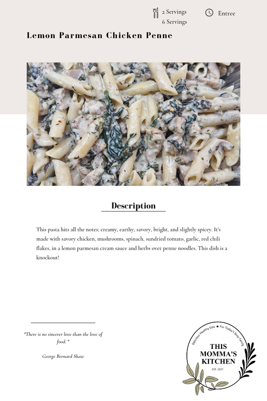 Lemon Parmesan Chicken Penne