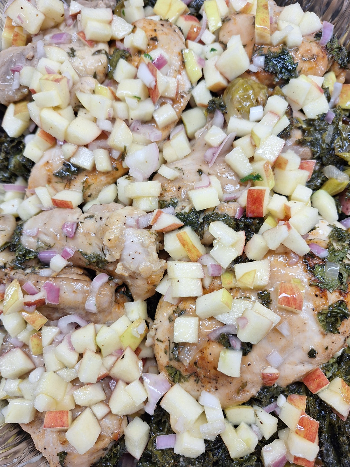 Maple Dijon Chicken, Roasted Vegetables and Apple Vinaigrette