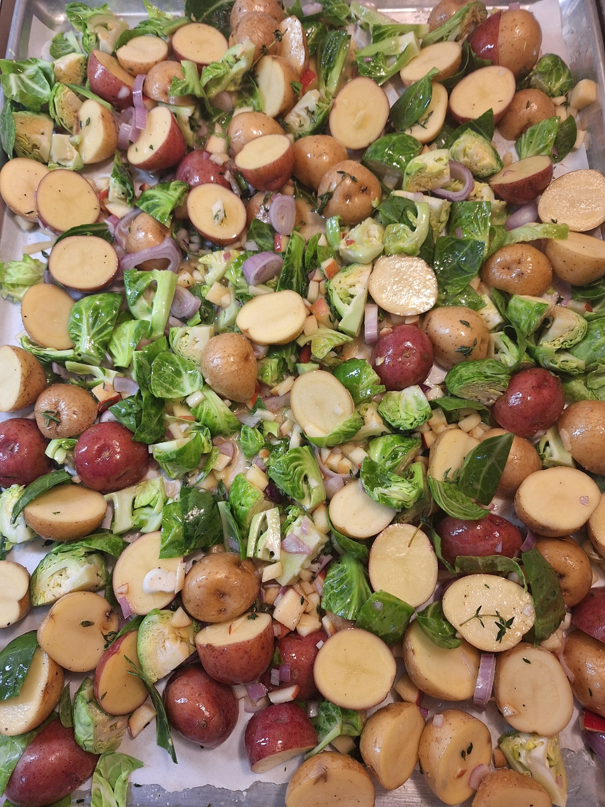 Maple Dijon Chicken, Roasted Vegetables and Apple Vinaigrette