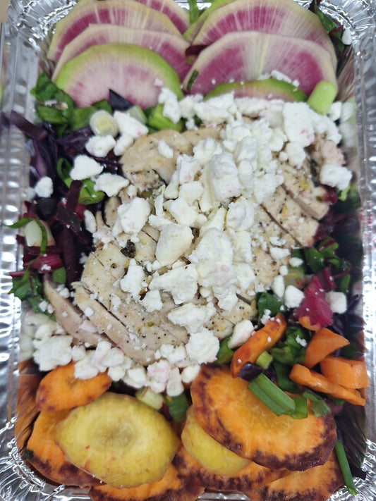 Rainbow Salad, Feta & Herbed Chicken