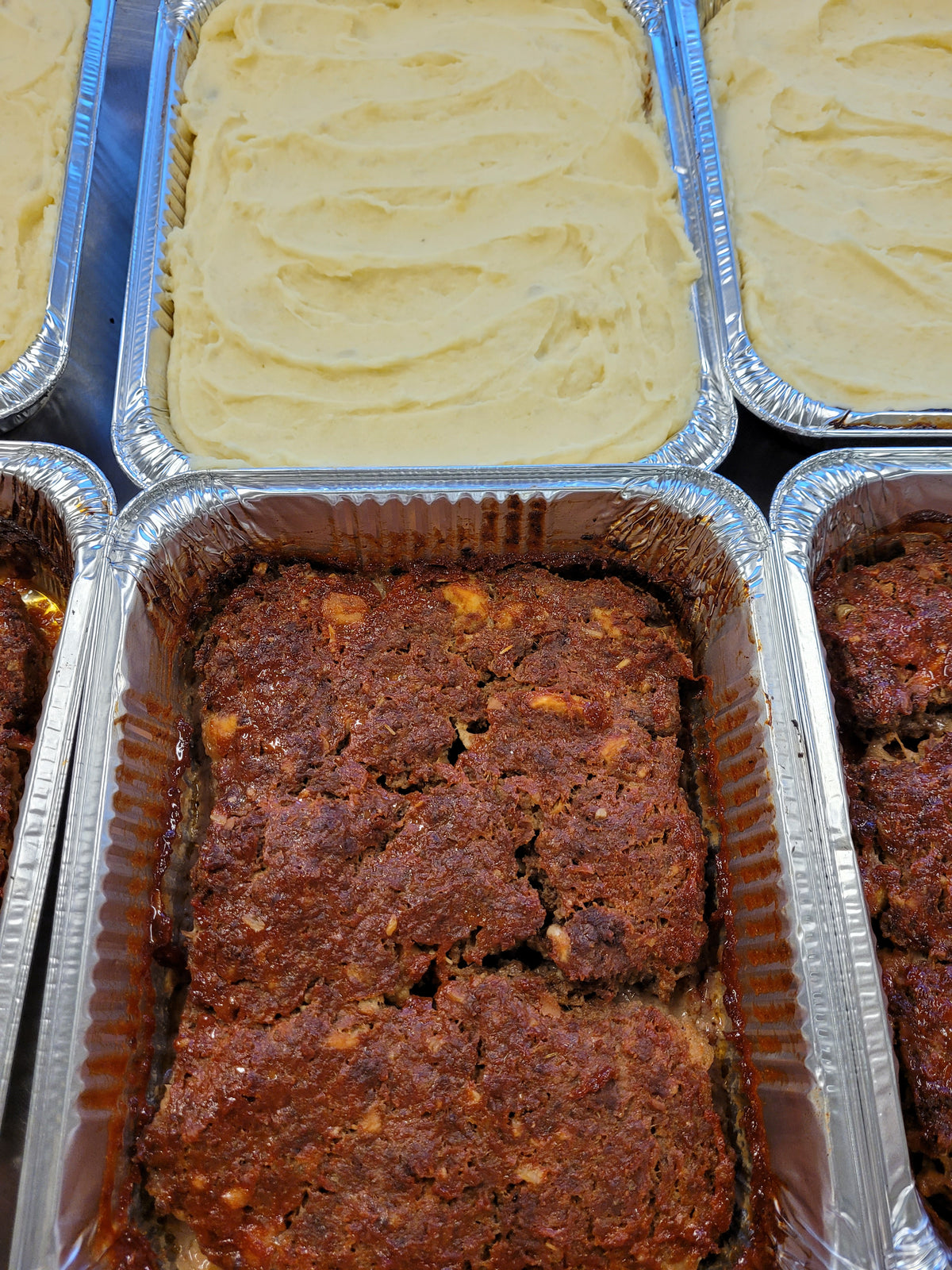 Mashed Potato Topped Meatloaf with Savory Ketchup Glaze