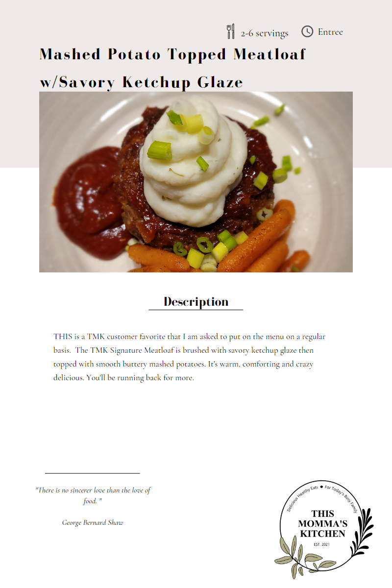 Mashed Potato Topped Meatloaf with Savory Ketchup Glaze