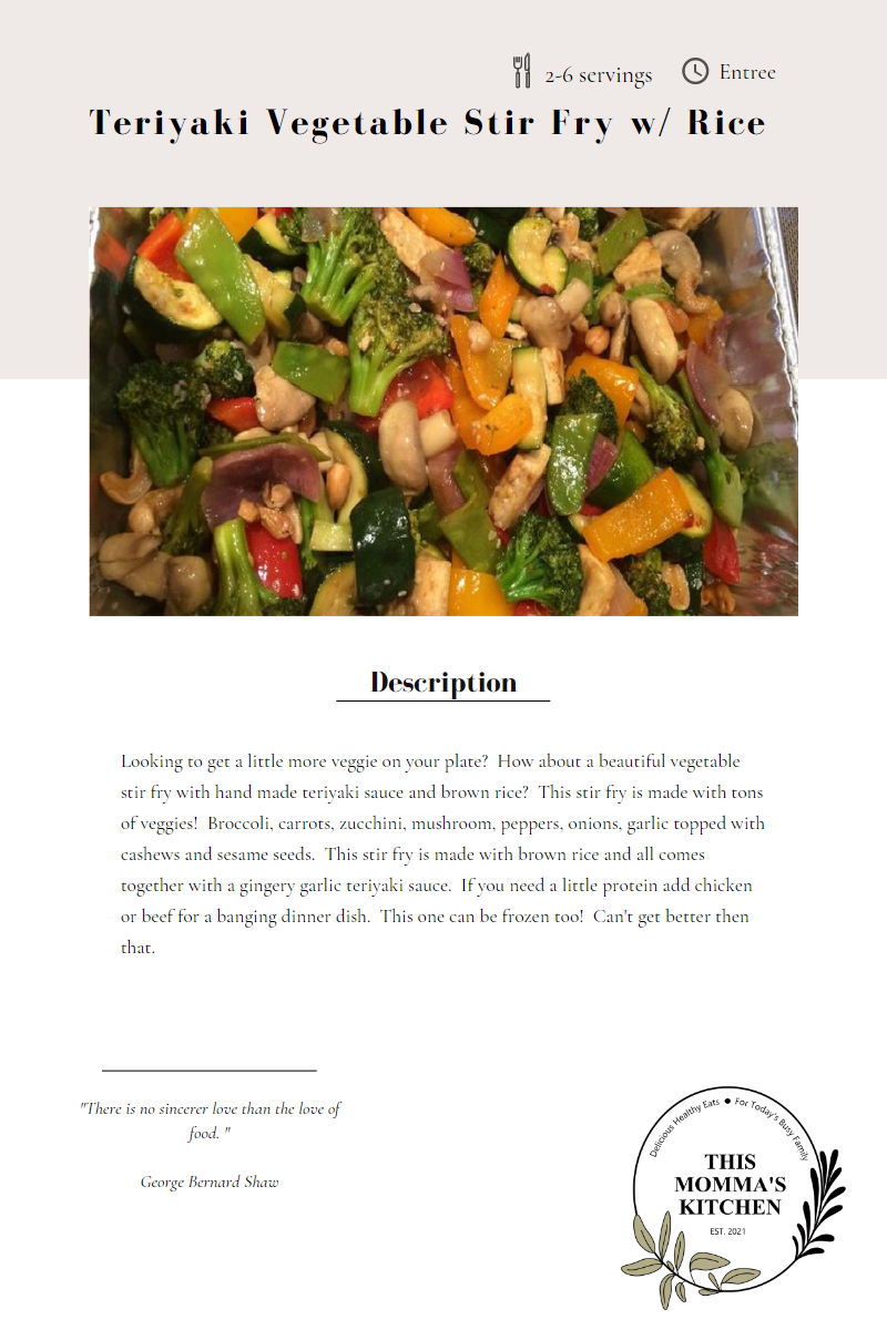 Teriyaki Cashew Stir Fry